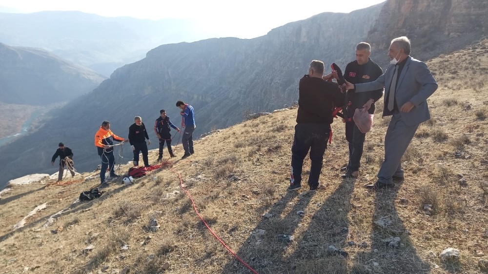 Siirt’te kayalıklarda mahsur kalan keçi kurtarıldı